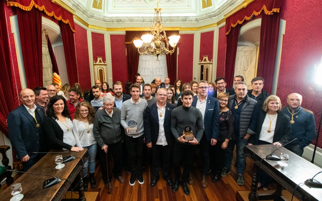 The Town Council of Cervera receives the brothers Marc and Alex Márquez, world champions motorcycling