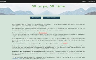 El Centre Excursionista de la Segarra organitza l’activitat “50 anys, 50 cims”